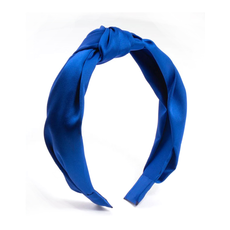 Blauwe stof twist knoop hoofdband